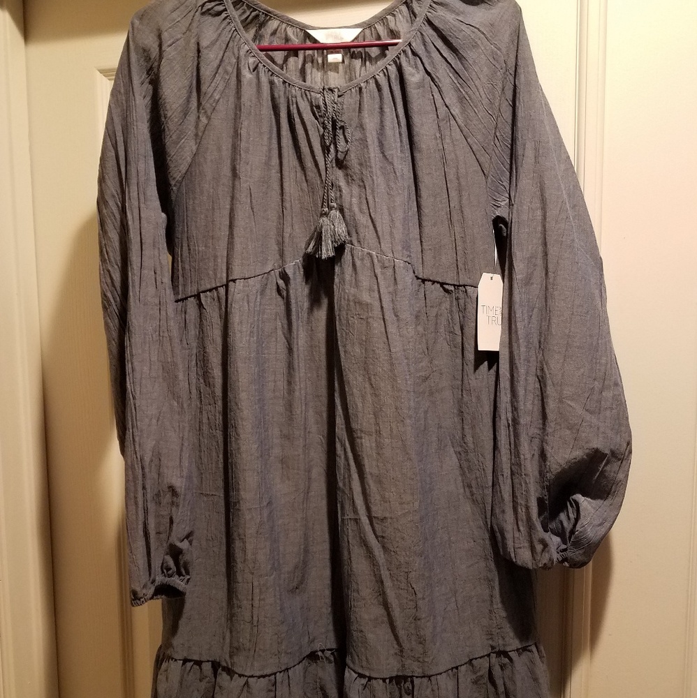 *NWT* Peasant Dress, Denim w/slip dress underneath